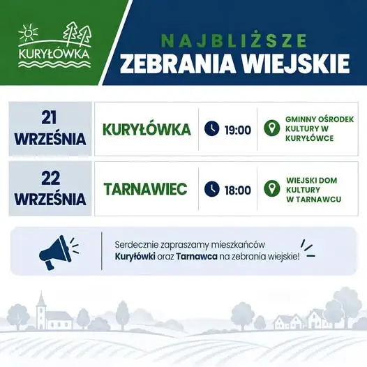 Zebrania wiejskie w Kuryłówce i Tarnawcu – sprawy lokalne na pierwszym planie