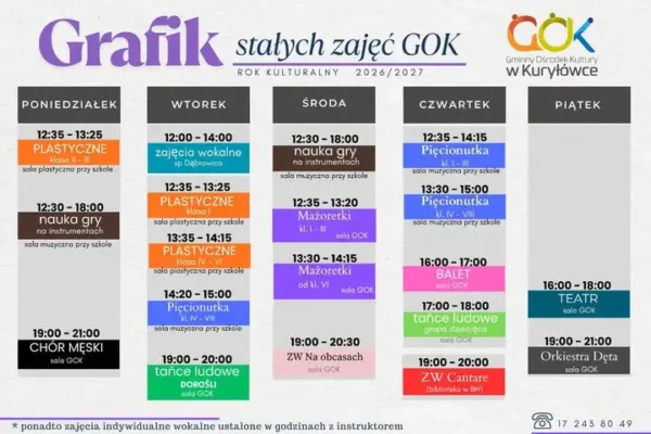 Gminny Ośrodek Kultury w Kuryłówce startuje z nowym rokiem kulturalnym 2026/2027