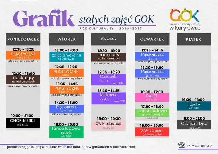 Gminny Ośrodek Kultury w Kuryłówce startuje z nowym rokiem kulturalnym 2026/2027