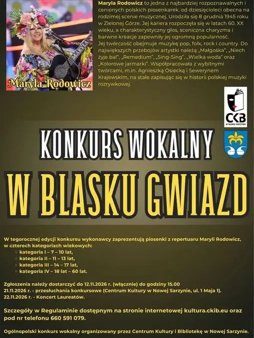 Konkurs wokalny „W Blasku Gwiazd” w Nowej Sarzynie – zaśpiewaj utwory Maryli Rodowicz