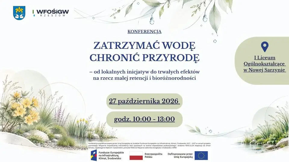 Nowa Sarzyna: konferencja o małej retencji i bioróżnorodności już 27 października