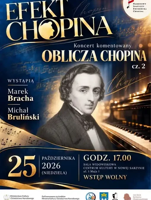 Koncert komentowany „Oblicza Chopina” w Nowej Sarzynie – wstęp wolny